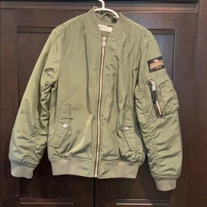 Army green with orange inside bomber jacket